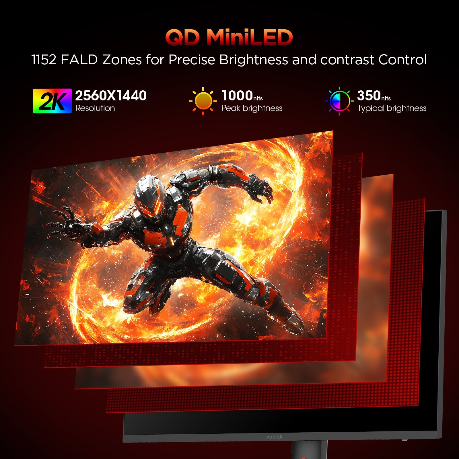 KOORUI S2721PM 27-inch IPS/MINI LED QHD 200Hz Gaming Monitor