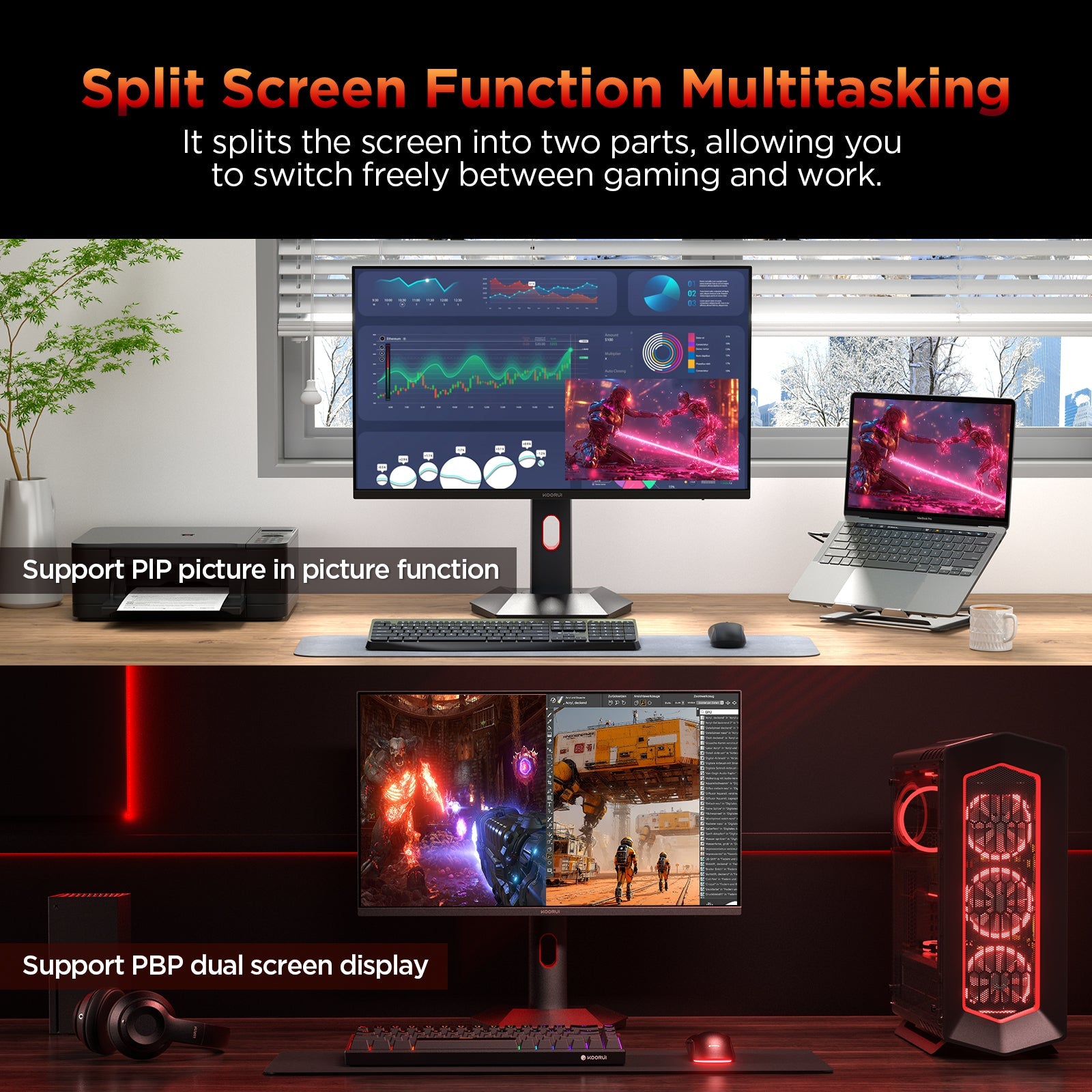 KOORUI S2721PM 27-inch IPS/MINI LED QHD 200Hz Gaming Monitor